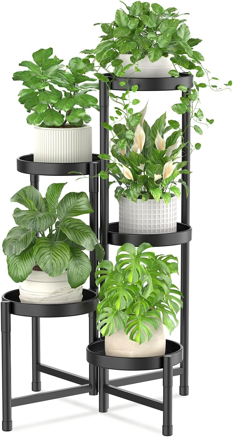 5-Tier Metal Corner Plant Stand, Folding
