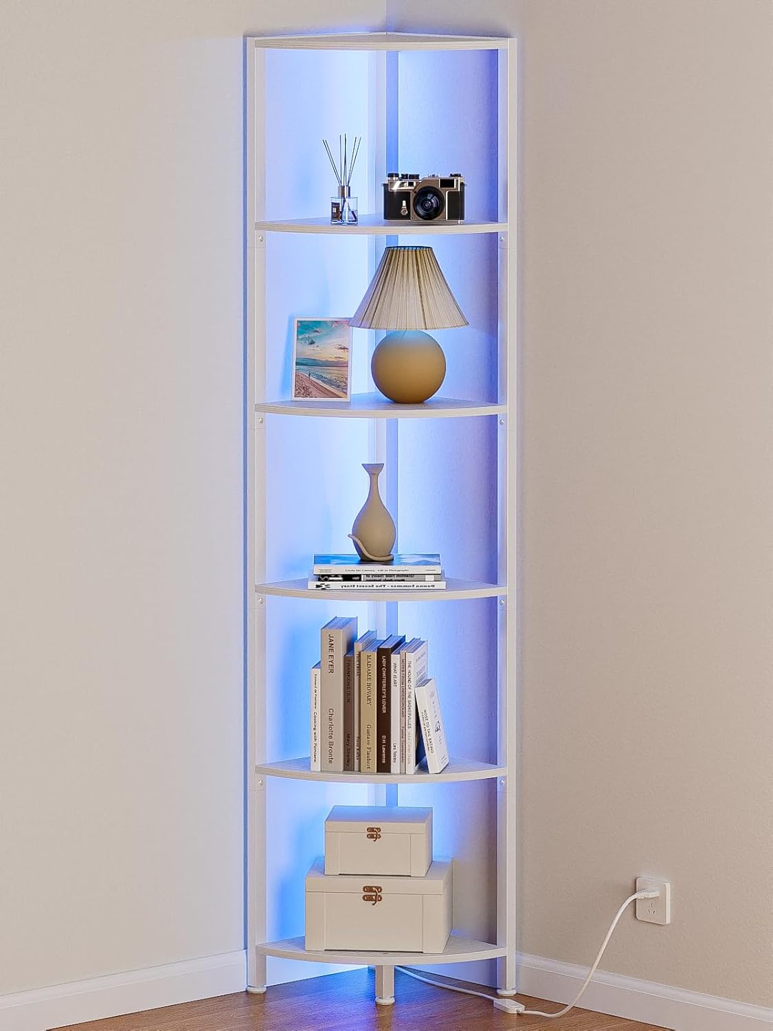 6-Tier Corner Shelf with LED Light – 67.5 inch