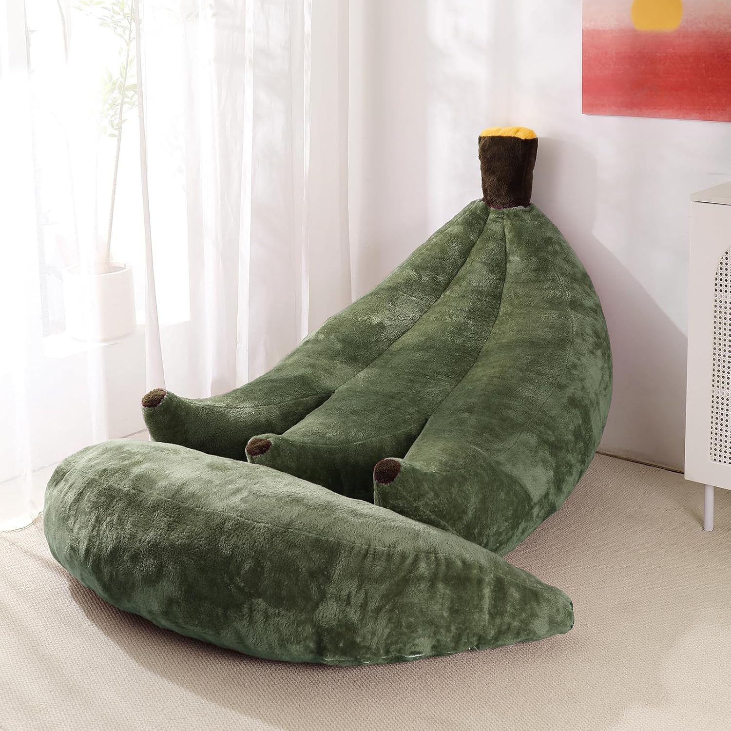 Banana-Shaped Bean Bag Lounger with Footrest