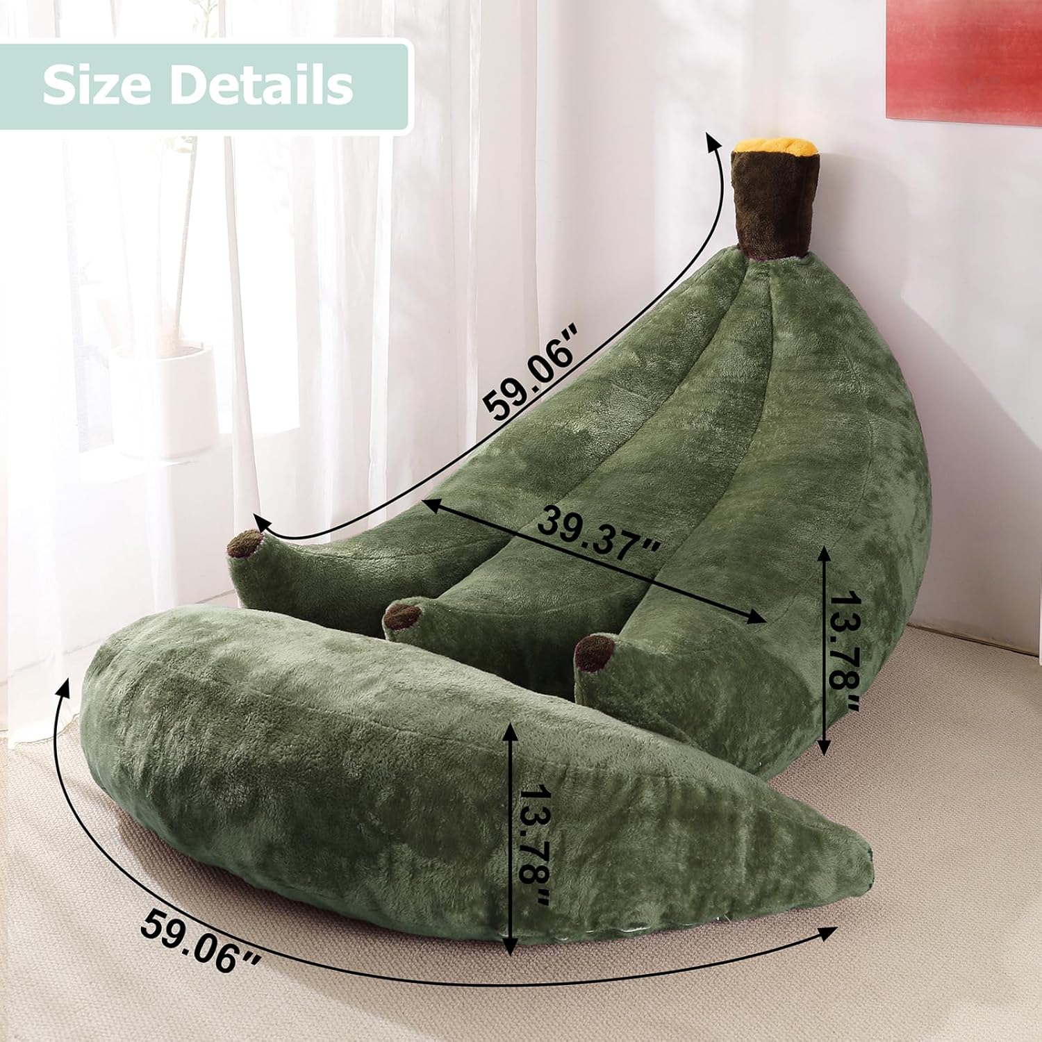 Banana-Shaped Bean Bag Lounger with Footrest