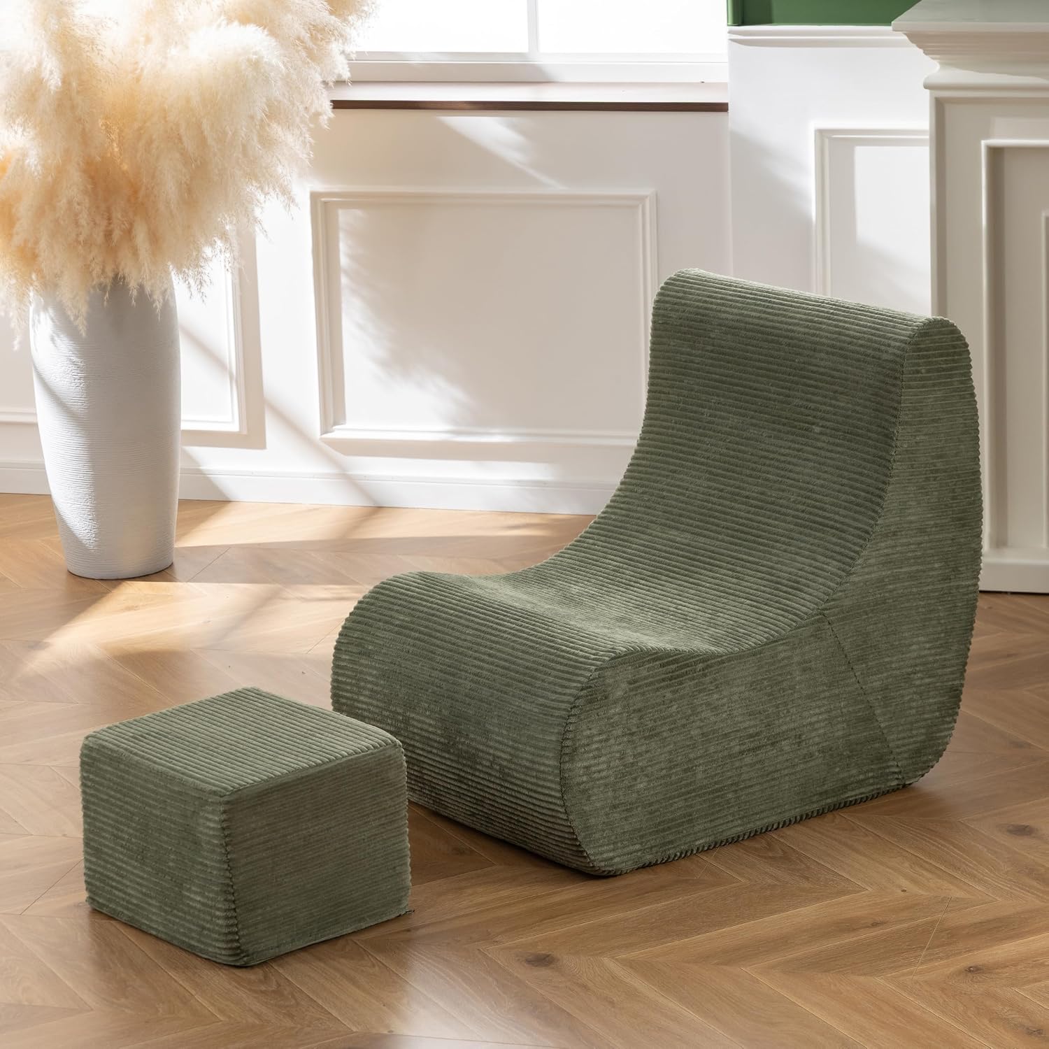 Microfibre Fleece Bean Bag Chair with Ottoman