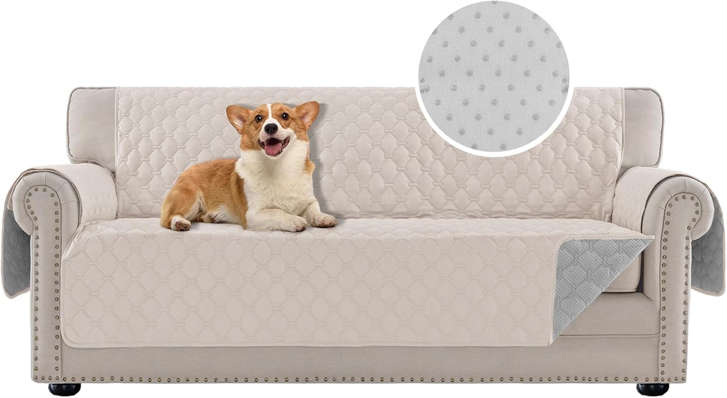 Water-Resistant Quilted Sofa Cover for 3-Cushion Couches