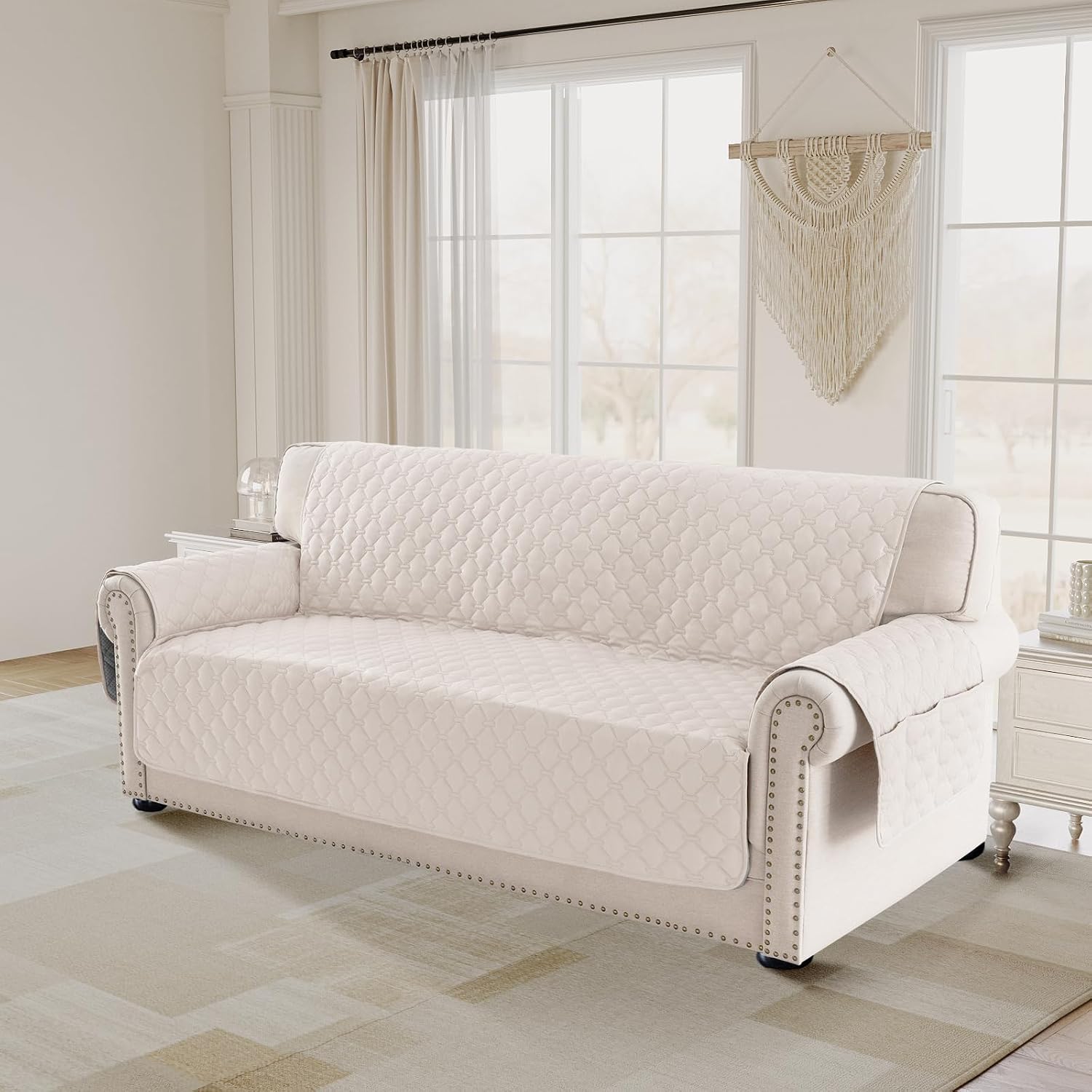 Water-Resistant Quilted Sofa Cover for 3-Cushion Couches